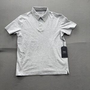 Tpj Polo Shirt Mens Medium Gray Heather Organic Cotton Stretch Tagless Casual